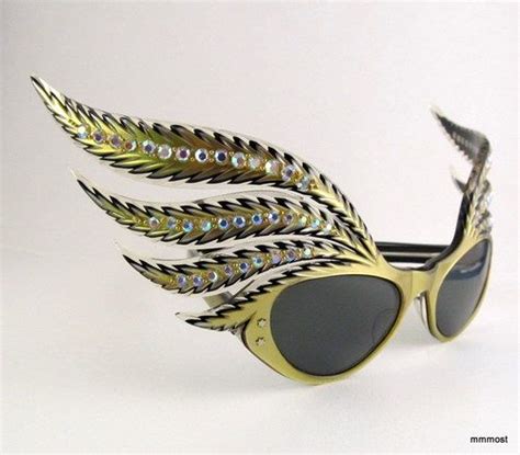 Vintage 50s French Extreme Winged Cateye Sunglasses Aurora Borealis Rhinestones Sunglasses