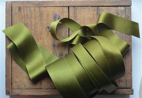 Olive Green Silk Satin Ribbon Etsy