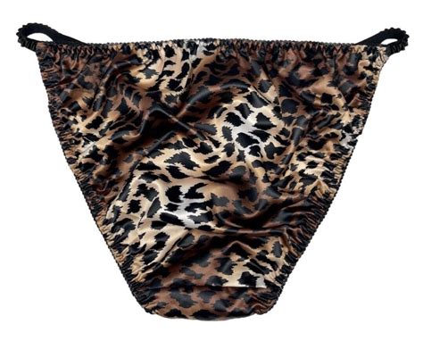 Satin String Bikini Thong Leopard Print XL Gem