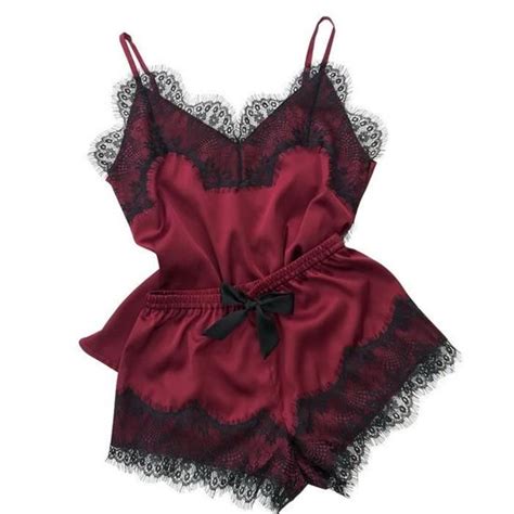 Nouveau Sexy Satin Soie Pyjama Lingerie Femmes Sous V Tements V Tements De Nuit Satin L