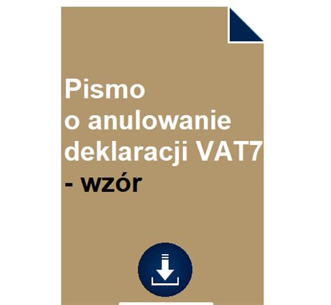 Pismo O Anulowanie Deklaracji Vat Wz R Pobierz