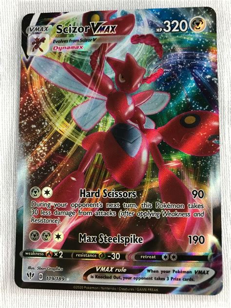 Scizor VMAX FULL ART ULTRA RARE 119 189 Pokemon SWSH Darkness Ablaze