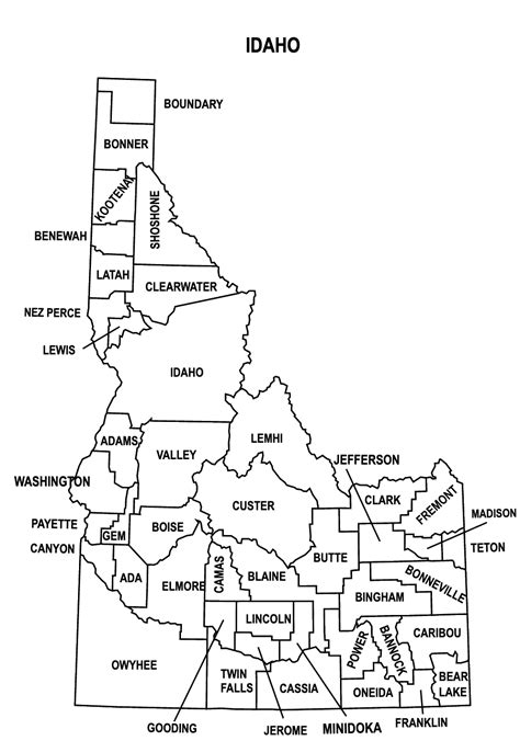 Idaho County Map Editable And Printable State County Maps