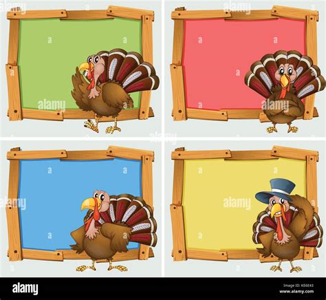 Frame Designs With Turkeys Illustration Stock Vector Image And Art Alamy