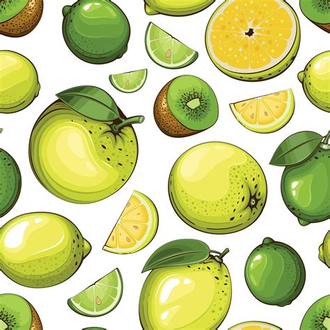 Colorful Seamless Pattern With Fresh Fruits Seamless Pattern With