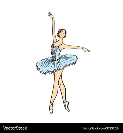 Beautiful drawing ballerina in a blue tutu Vector Image