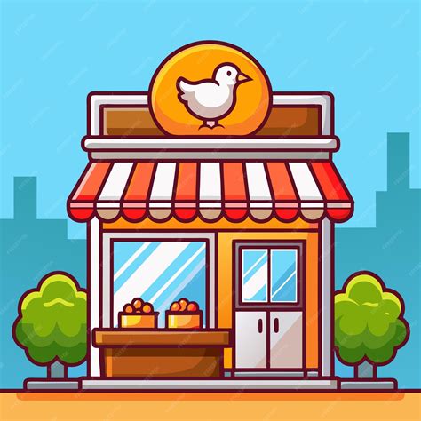 Stylish Fried Chicken Shop Cartoon Icon Illustration | Premium AI