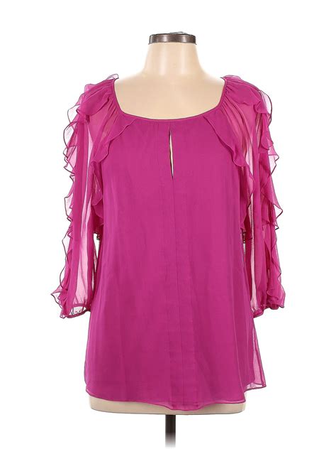 Tibi 100 Silk Purple Long Sleeve Blouse Size 12 20 Off Thredup