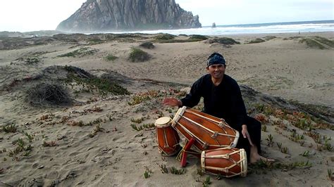 Endang Rukandi Playing Sundanese Drum Kendang At Morro Bay Beach