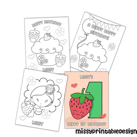 Personalized Berry Coloring Pages Custom Berry Party Coloring - Etsy