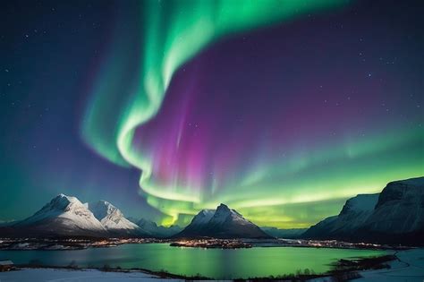Premium Photo | Northern lights or Aurora borealis in the sky over
