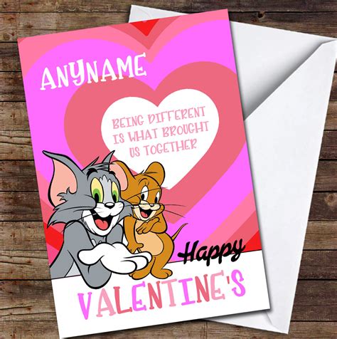 Tom Jerry Classic Personalized Valentines Day Card Red Heart