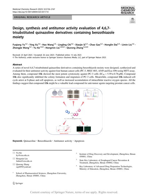 Design Synthesis And Antitumor Activity Evaluation Of