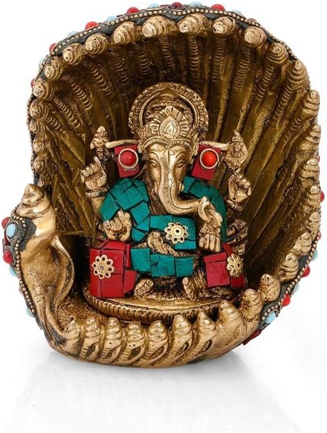 Shri Krishna Arts LLC Estatua de Ganesha de latón con Estatua de