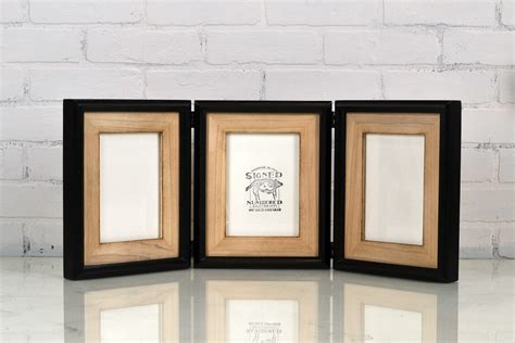 Three 5x7 Picture Frames in Build Up Style Hinged Together Burnished ...