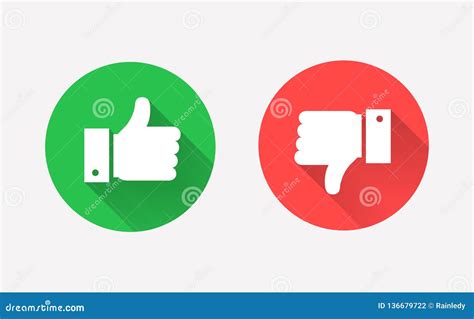 Thumbs Up And Down Flat Icon In Circle Shapes Stock Vector