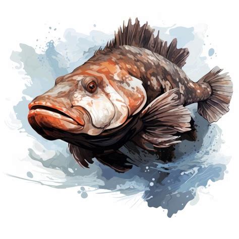 Premium Ai Image Inkstyle Illustration Of Monkfish With Oil Painting