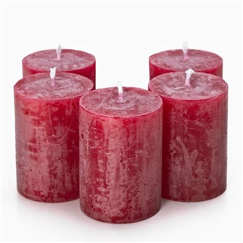 Christmas Candles - Unscented Red 3 Inch Pillar Candle, Rustic ...