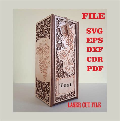 Wine Box Svg Wine Box File Digital File For Laser Cut Dxf Cdr Svg