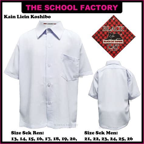 Baju Kemeja Putih Sekolah Kain Licin KOSHIBO Lengan Pendek School SHORT