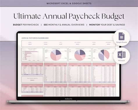 Annual Biweekly Paycheck Budget Google Sheets Excel Weekly Budget