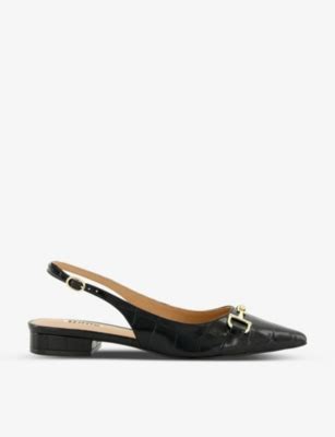 DUNE Hopeful Croc Embossed Leather Slingback Pumps Selfridges