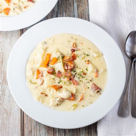 New England Clam Chowder With Heavy Cream Bacon And Veggies