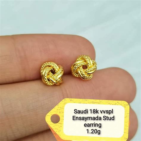 K Saudi Gold Stud Earrings Pawnable Lazada Ph