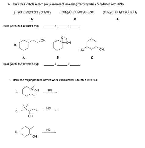 Solved Rank The Alcohols In Each Group In Order Of Increasing