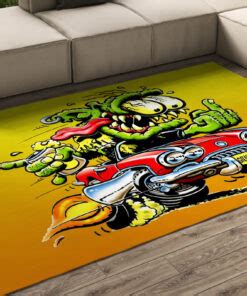 Rat Fink Muscle Car Hot Rod Area Rug Dingmun