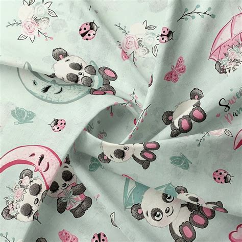 Tissu En Coton Pandas Pastel