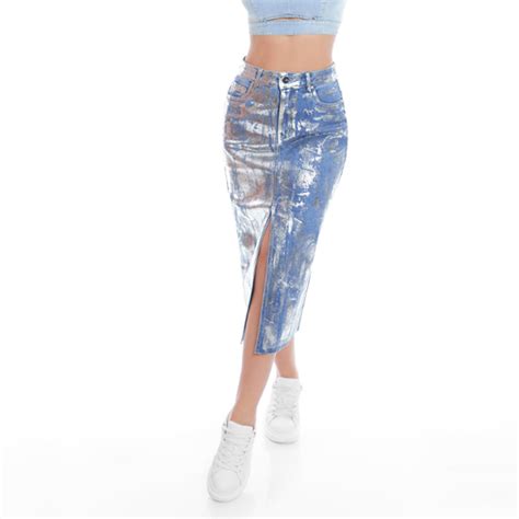 Ripley Falda Recta Pandora Metal Jeans Para Mujer