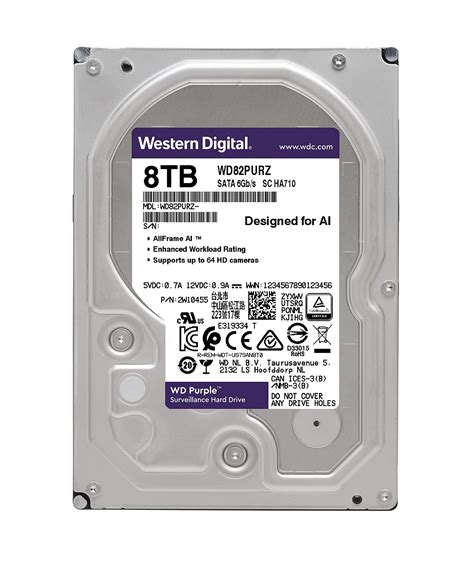 WD Purple 8TB Surveillance Internal Hard Drive 7200 RPM Class SATA 6