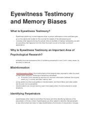 Unit Eyewitness Testimony And Memory Biases Docx Eyewitness