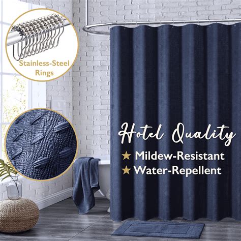 Comfitime Fabric Shower Curtain With Hooks 230 Gsm Heavy Duty