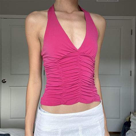 Vintage Y K Hot Pink Halter Top In Perfect Depop