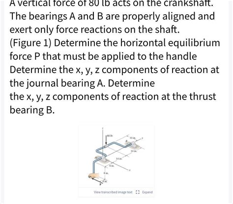 Solved A Vertical Force Of Lb Acts On The Crankshaft The Chegg