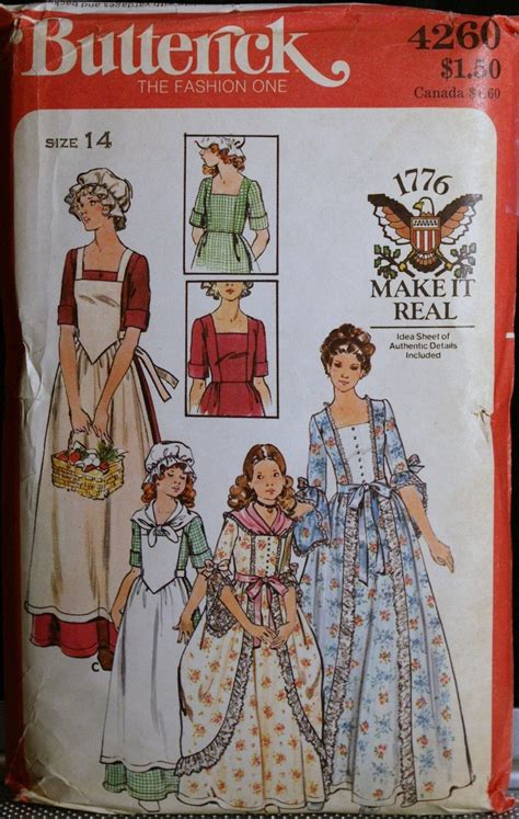 Costume Pattern 1776 Revolutionary War Era Dresses Butterick