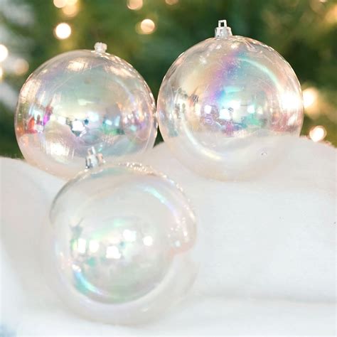 Northlight 12ct Shatterproof Clear Iridescent Christmas Ornaments 4 100mm 93422892315 Ebay