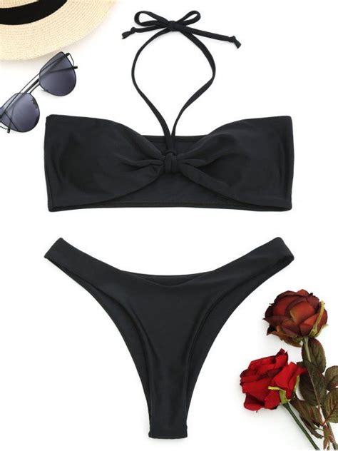 53 OFF POPULAR 2020 Padded Bandeau Bikini Set In BLACK ZAFUL