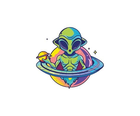 Premium Vector Handrawn Alien Ufo Mascot Illustration Logo Design