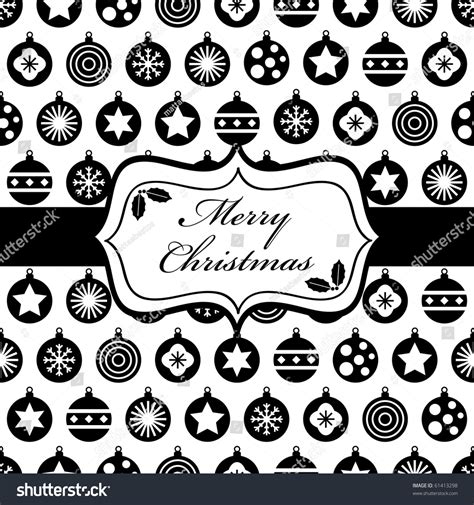 Wrapping Paper With Black And White Christmas Baubles And Banner Stock Vector Illustration ...