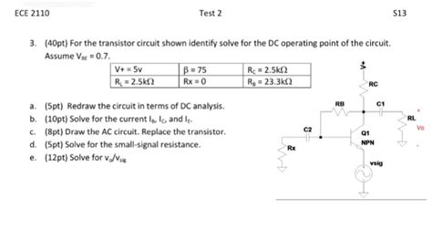 Solved For The Transistor Circuit Shown Identify Solve For