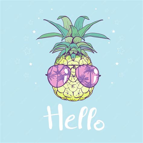 Premium Vector Pineapple With Glasses Design Exotic Food Fruit Illustration Nature