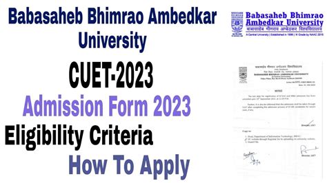 Babasaheb Bhimrao Ambedkar University Cuet Admission Form 2023 24 Apply