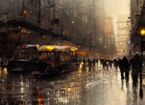 Painting Of A Cityscape In Winter By Jeremy Mann Stable Diffusion