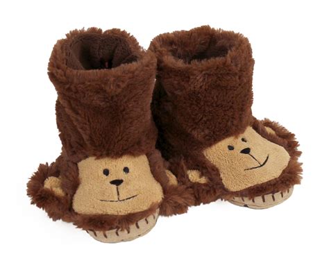 Kids Monkey Slouch Slippers | Brown Monkey Slippers