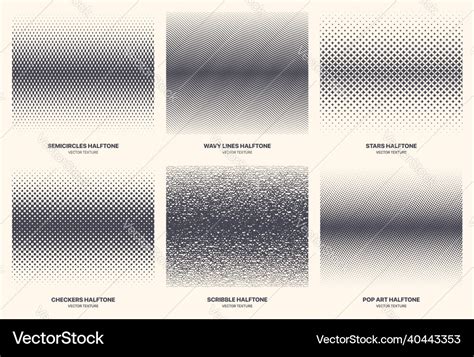 Different Variations Modern Half Tone Patterns Vector Image