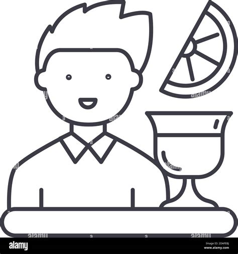 Bartender Concept Icon Linear Isolated Illustration Thin Line Vector