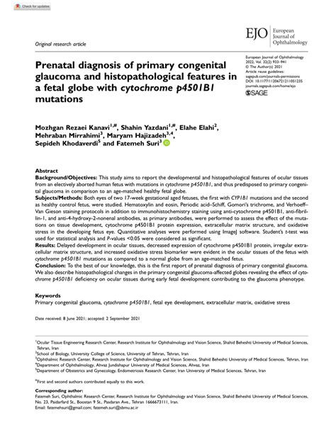 Pdf Prenatal Diagnosis Of Primary Congenital Glaucoma And Histopathological Features In A